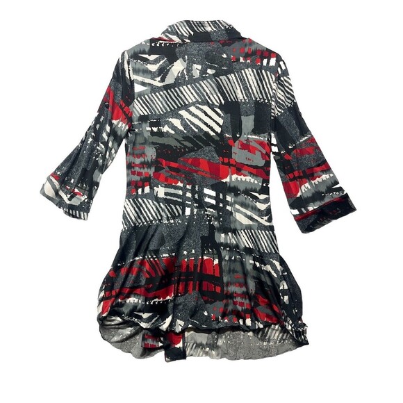 JOSEPH RIBKOFF Size 6 Grafitti Black button down Blouse tunic Top 3/4 Sleeve - Picture 3 of 3